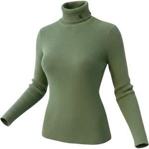Vtg Lauren Ralph Lauren Sweater Sage Green Ribbed Cotton Turtleneck Sz M Preppy